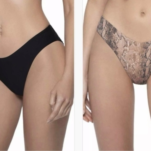 New Pilyq PQ Swim Kaa/Midnight Reversible High Cut Bikini Bottom - Picture 1 of 8